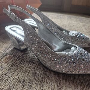 Elegant Silver Women's Slingback Heels